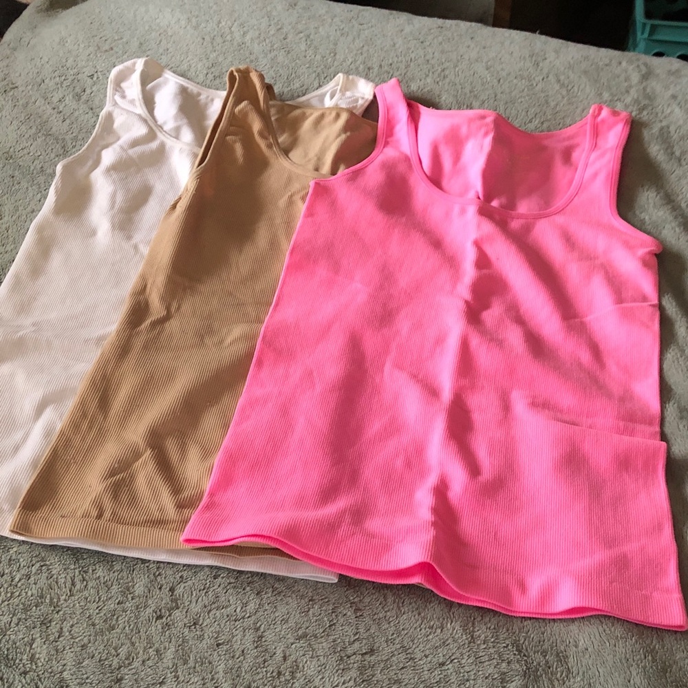 Hanes Women's Tank Tops - Hot Pink, Tan, White (Set of 3)
